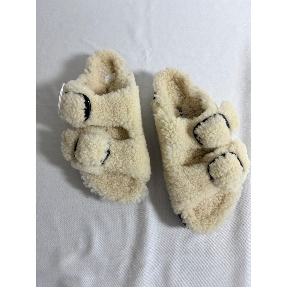 Papillio Birkenstock Arizona Platform 38 Cream fur Shearling New Teddy Slides